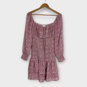 Princess Polly Women’s Size 8 Red White Floral Print Smocked Carrillo Mini Dress